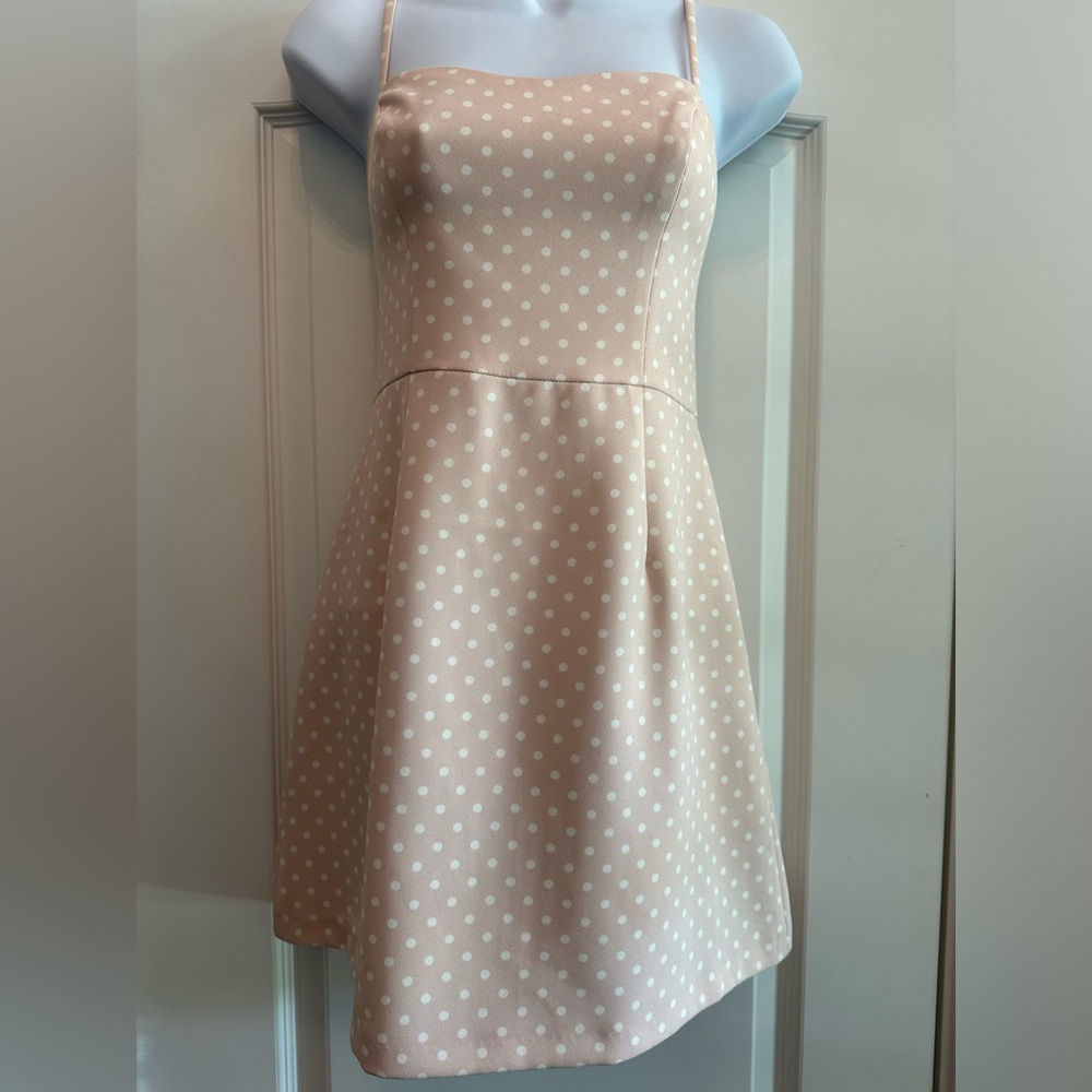 French Connection pale pink polka dot mini dress - Picture 6 of 13